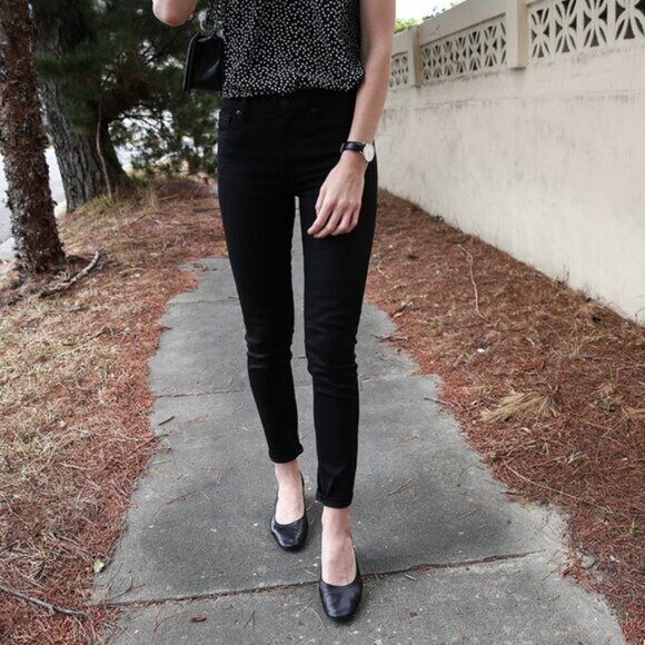 NWOT EVERLANE Mid-Rise Skinny Black Jeans Ankle Crop size 26Reg - Picture 1 of 15